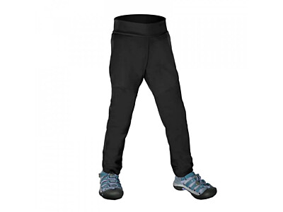 Unuo, Dětské softshellové kalhoty s fleecem pružné Sporty, Černá 
