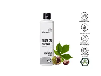 Prací gel z kaštanů Bez vůně, koncentrát 500ml TERRA GAIA