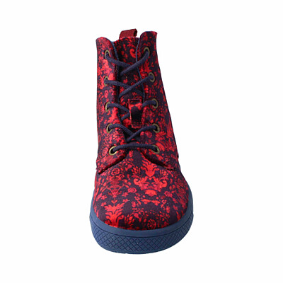 Filii barefoot kotníková obuv - textile velvet navy/red laces