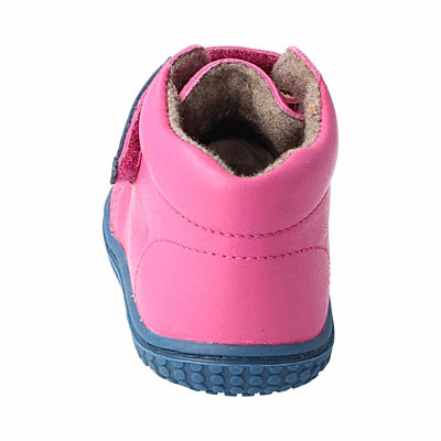 Filii barefoot kotníková obuv - nappa pink fleece velcro