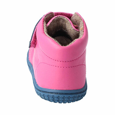 Filii barefoot kotníková obuv - nappa pink fleece velcro