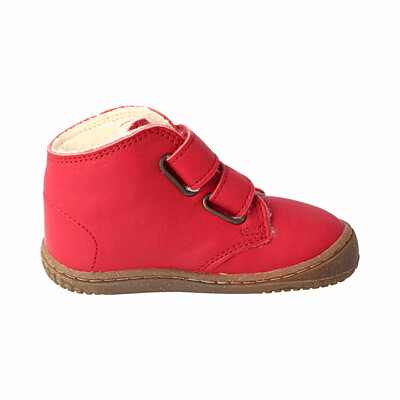 Filii barefoot kotníková obuv - softFEET bio nappa cranberry wool velcro