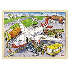 Drevené puzzle Na letisku, 96 dielov Goki