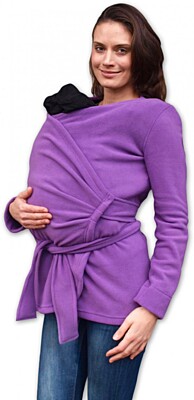 Tehotenský a nosiaci zavinovacie fleecový kabátik ZINA fialový Jožánek