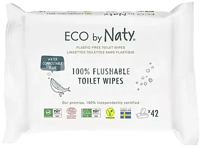 ECO vlhčené splachovateľné obrúsky s funkciou toaletného papiera Naty bez vône (42 ks)