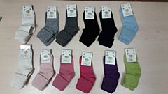 Vyhrnovacie jednofarebné vlnené ponožky - veľ.1 - farby pre dievčatká