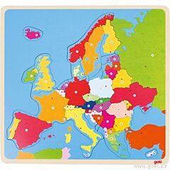 Drevené puzzle na doske - Európa, 35 dielov - Goki