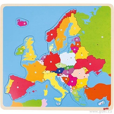 Dřevěné puzzle na desce – Evropa, 35 dílů - Goki